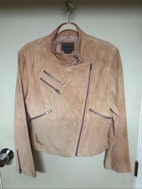 Brandon Thomas Suede Moto Jacket in Tan
